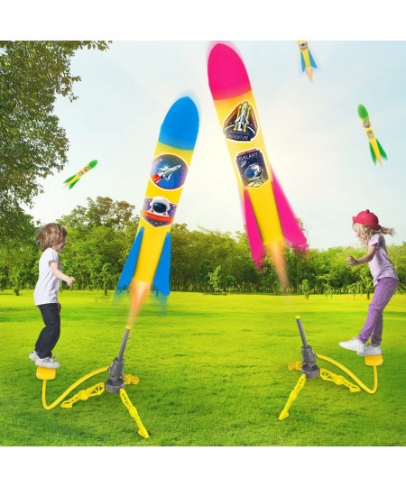 Toy Rocket Launcher for Kids 2 Sturdy Rocket Launchers 8 Colorful Foam Rockets Fun Outdoor Toy for Kids Gift for Boys & Girls...