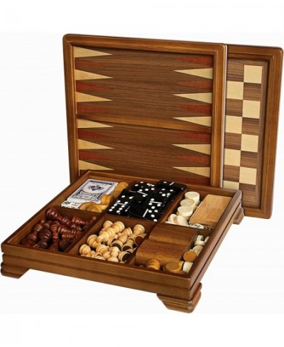 Walnut 7-Games-in-1 Combination Game Set - Includes Chess Checkers Backgammon Dominoes Cribbage Poker Dice and Cards $144.03 ...