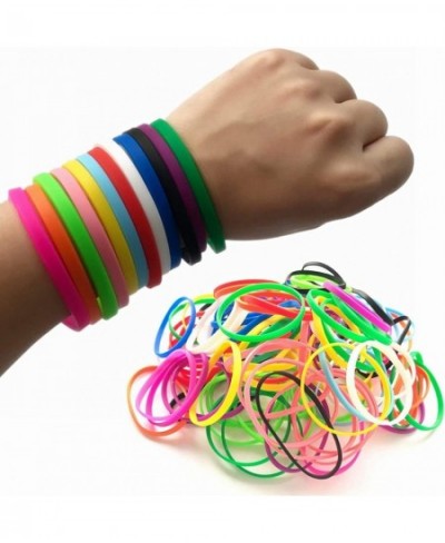 120 Pcs Silicone Wristbands Rubber Bracelets Blank Elastic Stretch Wristbands Unisex for Sports Teams Kids Party Games Promot...