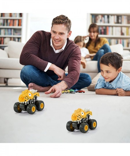 Dinosaur Toys Pull Back Cars 2 Pack Monster Truck for 3+ Year Old Boy Educational Push and Go Friction Powered Cars Easter Bi...