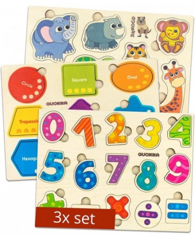 Toddler Puzzles Ages 2-4 – Wooden Puzzles for Kids Ages 1-3 – Learning Travel Game with Numbers Animals Shapes for Kids 3-5 Y...