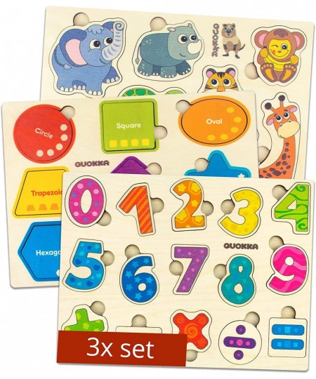 Toddler Puzzles Ages 2-4 – Wooden Puzzles for Kids Ages 1-3 – Learning Travel Game with Numbers Animals Shapes for Kids 3-5 Y...