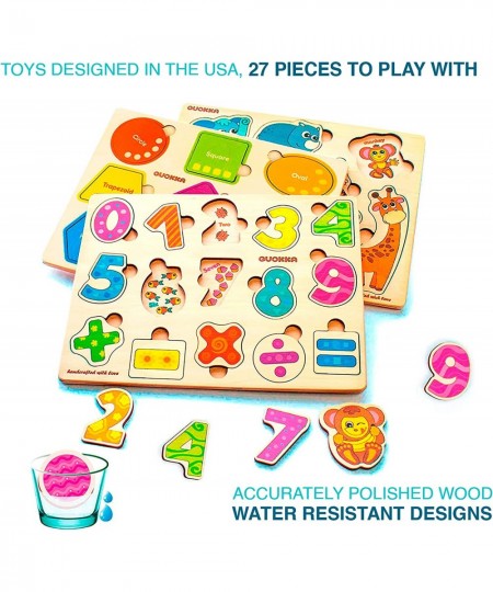 Toddler Puzzles Ages 2-4 – Wooden Puzzles for Kids Ages 1-3 – Learning Travel Game with Numbers Animals Shapes for Kids 3-5 Y...