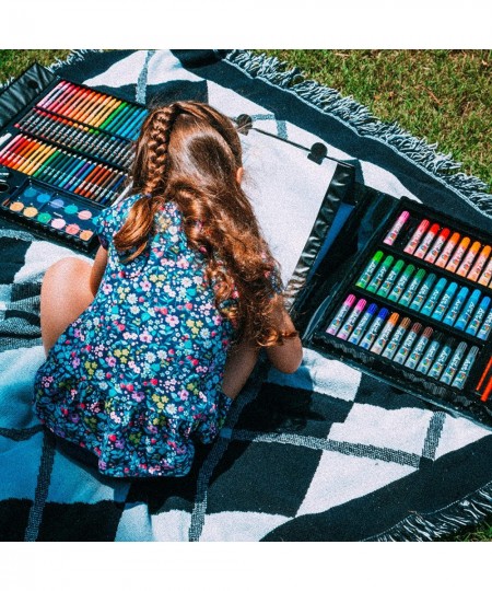 Budding Artist 154 Pc Junior Artist Trifold Easel Art Set Includes markers crayons oil pastels watercolor paints and colored ...