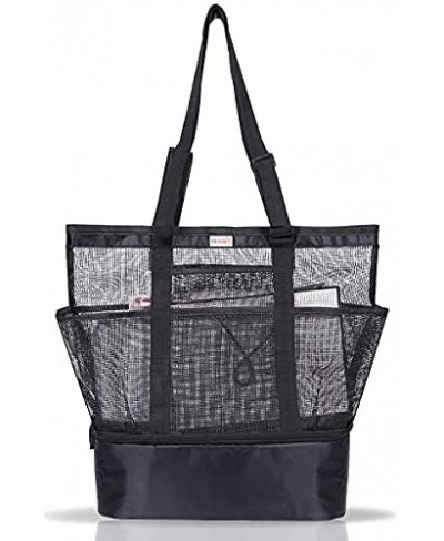 Mesh Beach Tote Bag with Cooler Compartment Extra Large Picnic Bag Toy Grocery Storage Bag $30.07 - Sandboxes & Beach Toys