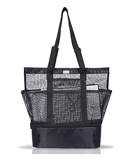 Mesh Beach Tote Bag with Cooler Compartment Extra Large Picnic Bag Toy Grocery Storage Bag $30.07 - Sandboxes & Beach Toys