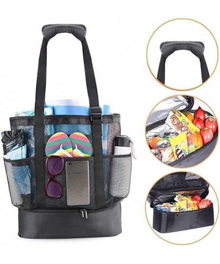 Mesh Beach Tote Bag with Cooler Compartment Extra Large Picnic Bag Toy Grocery Storage Bag $30.07 - Sandboxes & Beach Toys