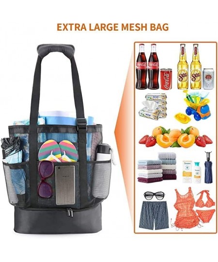 Mesh Beach Tote Bag with Cooler Compartment Extra Large Picnic Bag Toy Grocery Storage Bag $30.07 - Sandboxes & Beach Toys