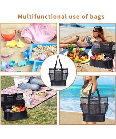 Mesh Beach Tote Bag with Cooler Compartment Extra Large Picnic Bag Toy Grocery Storage Bag $30.07 - Sandboxes & Beach Toys