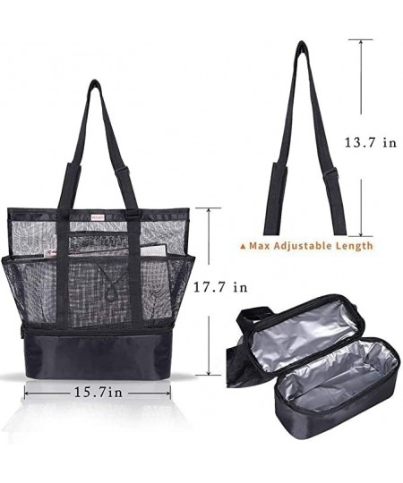 Mesh Beach Tote Bag with Cooler Compartment Extra Large Picnic Bag Toy Grocery Storage Bag $30.07 - Sandboxes & Beach Toys