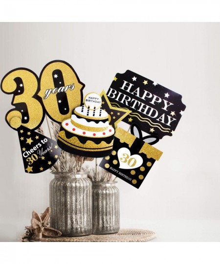 30th Happy Birthday Party Centerpiece Decorations - 30th Birthday Party Table Decoration - Set of 24 Golden Glitter Vase Topp...