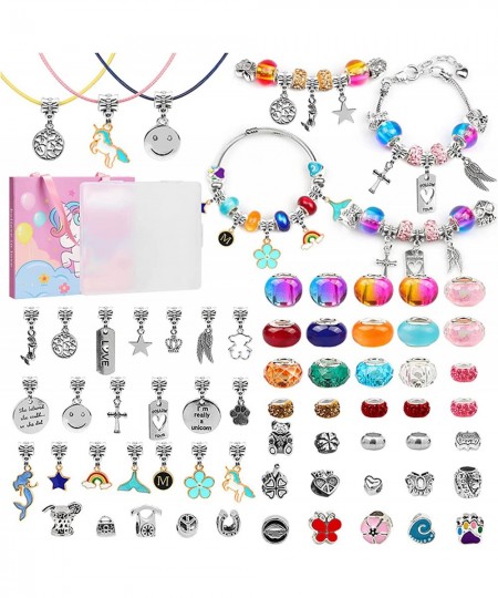 66 Pieces Charm Bracelet Making Kit Jewelry Beads Bracelet DIY Craft for Girls Jewelry Set for Arts and Crafts for Kids Ages ...