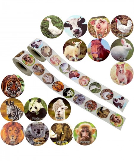 1000pcs Realistic Farm Animal Zoo Animal Label Roll Stickers Forest Wild Jungle Safari Creatures for Wall Laptop Holiday Gree...