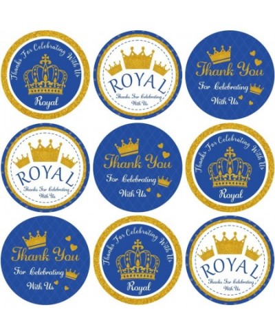 Royal Prince Thank You Stickers for Boy Baby Shower Birthday Party Favors Supplies Gift Bag Box Decorations Blue Gold 42 Pack...