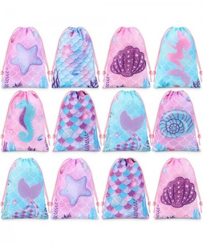 12 Pcs Mermaid Drawstring Backpack Mermaid Party Favor Bags Candy Gifts Sacks Bulk Birthday Fish Scales Goodie Bags Under the...