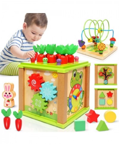 Wooden Activity Cube for Toddlers 1-Year-Old: 8-in-1 Montessori Toys for Baby Developmental Learning Toys Shape Sorter Bead M...