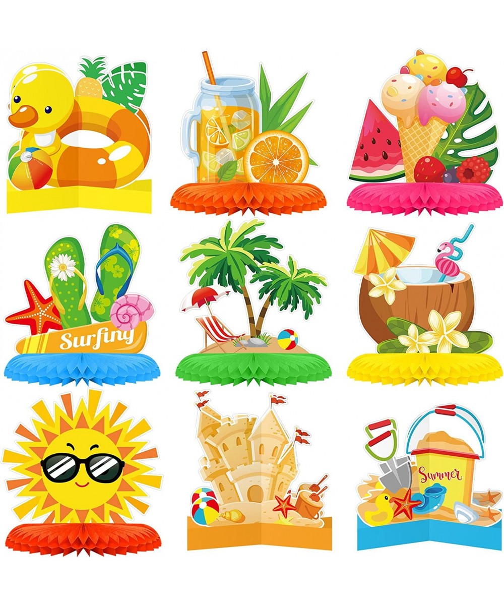 9 Pcs Summer Party Decorations Beach Honeycomb Centerpieces Fun in Sun Party Decorations Ice Cream Table Centerpieces Hawaiia...