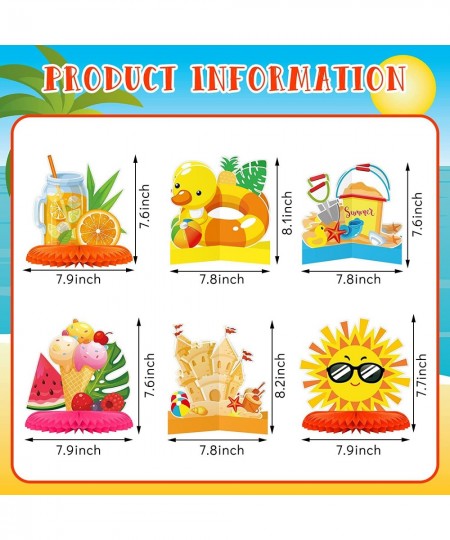 9 Pcs Summer Party Decorations Beach Honeycomb Centerpieces Fun in Sun Party Decorations Ice Cream Table Centerpieces Hawaiia...