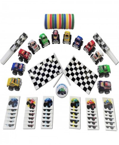 Party Favors for 12 Monster Trucks Flags Tattoos Rubber Bracelets Birthday Button Bundle $67.52 - Kids' Party Favor Sets