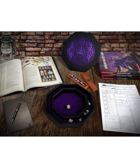 Octagonal Dice Tray (Purple with Design) $50.62 - Game Accessories