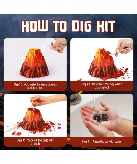 XXTOYS Volcano Rock & Mineral Dig Kit - Dig up 12 Crystal Amethyst Pyrite and More – Erupting Volcano Science Experiment - Ge...