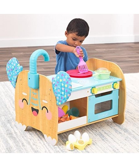 Foody Friends: Cooking Fun Elephant Wooden Toddler Activity Center and Play Kitchen with 23 Accessories $114.43 - Toy Kitchen...