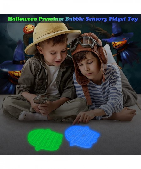 Glow in The Dark Push Pop Bubbles Fidget Sensory Toy Halloween Luminous Ghost Bubble Popper Stress Reliever Silicone Relax To...