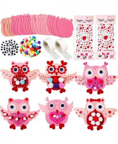 24 Sets Valentine's Day Felt Owl Craft Kits Assorted Owl DIY Ornaments with Gem Stickers Pom-poms Googly Eyes for Kids Mother...