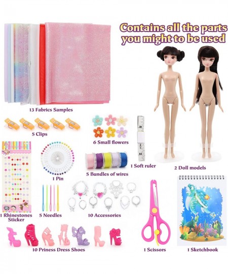 Fashion Designer Kits for Girls Arts Crafts Sewing Kit for Kids Ages 6-12+ Fashion Studio Kit with 2 Mannequins Sewing Access...