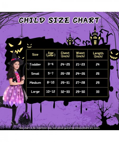 Halloween Witch Costume for Girls Light Up Toddler Witch Dress with Hat and Broom Kids Witch Costumes for Halloween Role-Play...