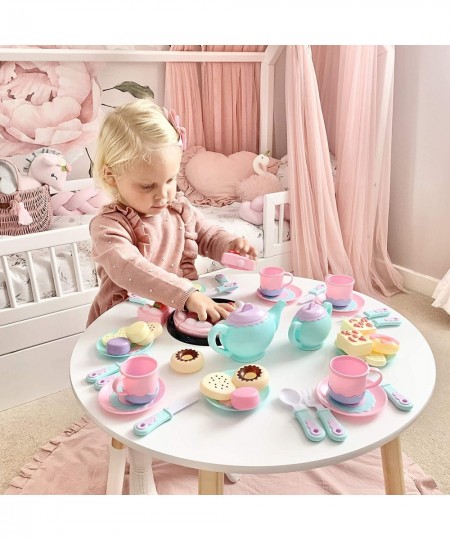 Toys Tea Set 52 Pieces Party Play Food for Kids Princess Tea Time Toy Set Including Dessert Cookies Tea Party Accessories Toy...