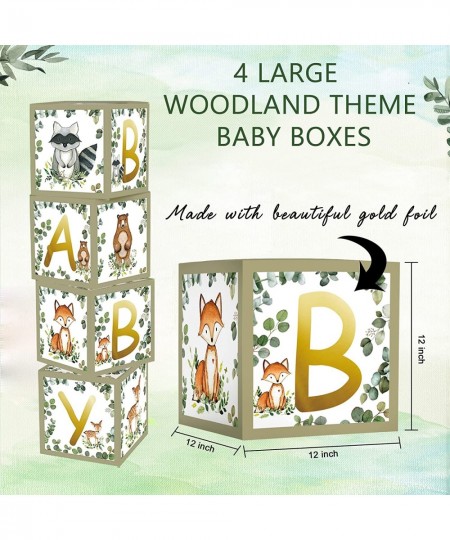 Woodland Baby Shower Decorations Boxes for Boy Girl Sage Green Party Decor Letters Boho Baby Blocks Decoration Backdrop Neutr...