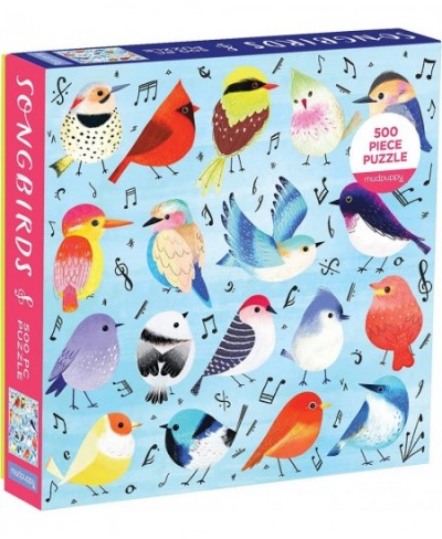 Songbirds 500 Piece Family Jigsaw Puzzle Illustrated Songbird Puzzle for Families and Adults with Colorful Birds and Music No...