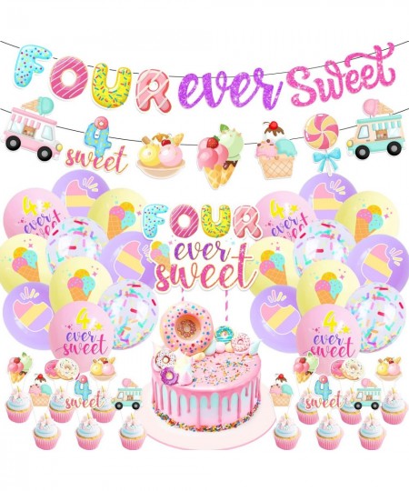 Four Ever Sweet Birthday Decorations Donuts 4th Birthday Party Decorations Include Four Ever Sweet Banner Donut and Ice Cream...