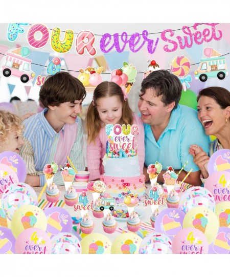 Four Ever Sweet Birthday Decorations Donuts 4th Birthday Party Decorations Include Four Ever Sweet Banner Donut and Ice Cream...