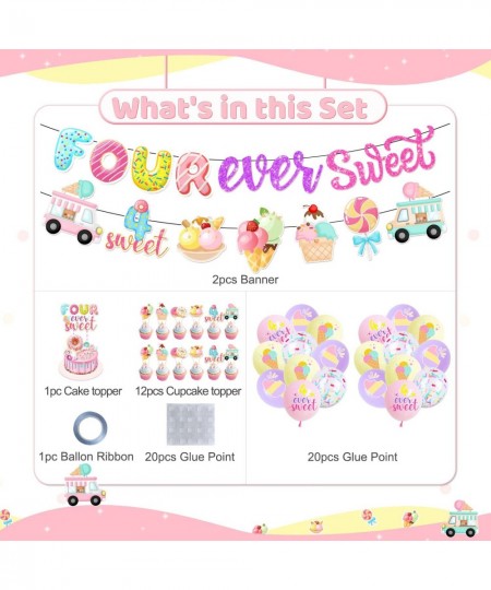 Four Ever Sweet Birthday Decorations Donuts 4th Birthday Party Decorations Include Four Ever Sweet Banner Donut and Ice Cream...