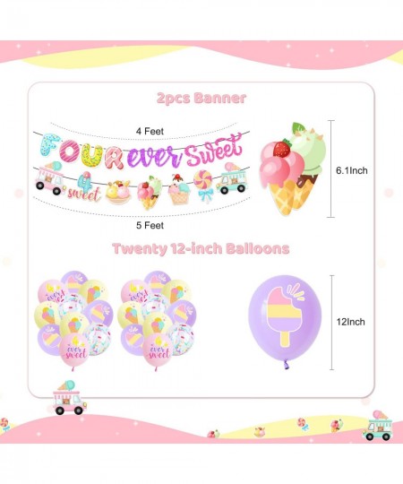 Four Ever Sweet Birthday Decorations Donuts 4th Birthday Party Decorations Include Four Ever Sweet Banner Donut and Ice Cream...