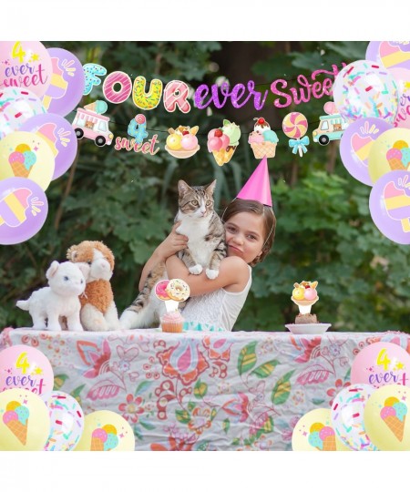 Four Ever Sweet Birthday Decorations Donuts 4th Birthday Party Decorations Include Four Ever Sweet Banner Donut and Ice Cream...