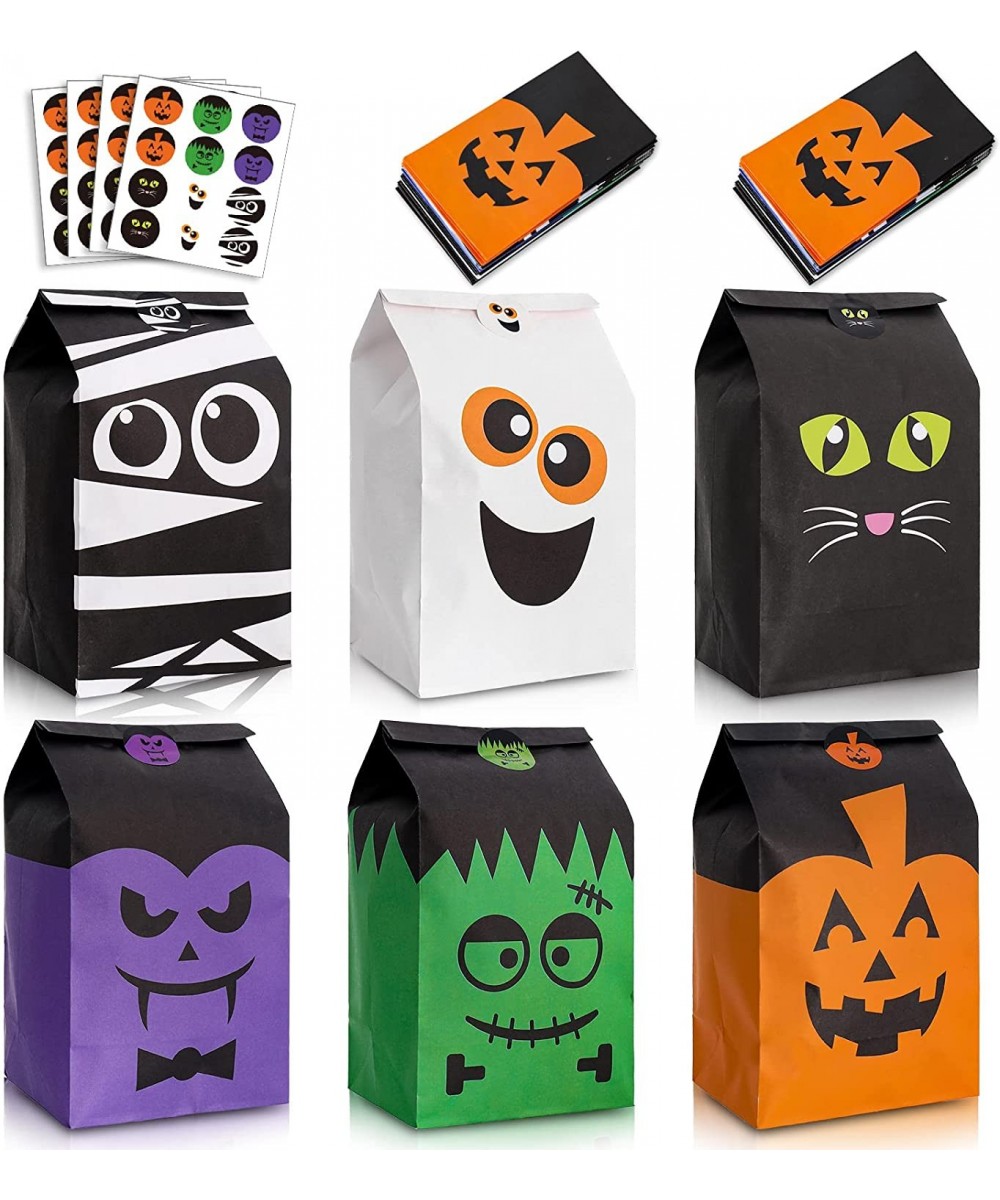 Halloween Paper Bags with Stickers 6 Style Trick or Treat Bags Cartoon Pumpkin Monster Cat Mummy Party Favor Candy Bag Goodie...