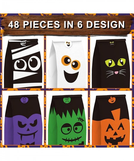 Halloween Paper Bags with Stickers 6 Style Trick or Treat Bags Cartoon Pumpkin Monster Cat Mummy Party Favor Candy Bag Goodie...