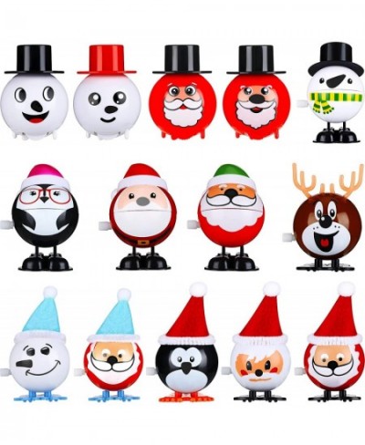 14 Pieces Wind-up Christmas Jumping Toys Mini Santa Snowman Deer Christmas Wind up Toys Assorted Cute Fun Christmas Stocking ...