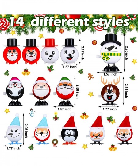 14 Pieces Wind-up Christmas Jumping Toys Mini Santa Snowman Deer Christmas Wind up Toys Assorted Cute Fun Christmas Stocking ...