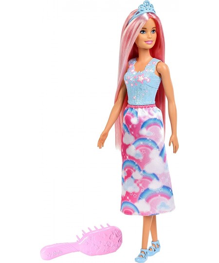 Dreamtopia Rainbow Princess Doll with Extra-Long Pink Hair Plus Hairbrush for 3 to 7 Year Olds $39.73 - Dolls