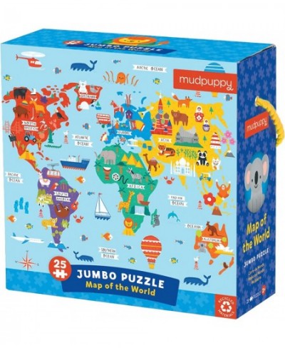 Map of The World Jumbo Puzzle 25 Pieces 22” x 22” – Map Jigsaw Puzzle for Kids with 25 Oversized Pieces Learning Puzzle Ideal...