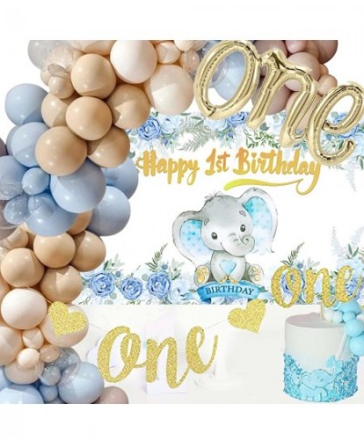 First Birthday Decorations for Boy 1st Birthday Decorations for Boys Double Stuffed Blue Balloons Garland with 1st Birthday B...