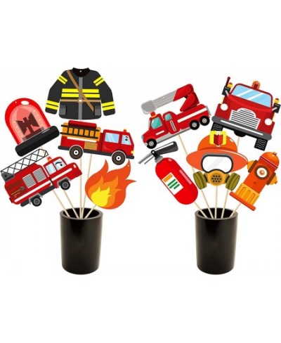 30Pcs Fire Truck Centerpiece Sticks Fireman Themed Birthday Party Favor Firefighter Table Topper Decorations Firetruck Fire H...