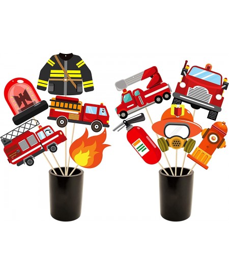 30Pcs Fire Truck Centerpiece Sticks Fireman Themed Birthday Party Favor Firefighter Table Topper Decorations Firetruck Fire H...