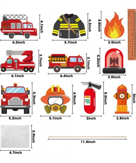 30Pcs Fire Truck Centerpiece Sticks Fireman Themed Birthday Party Favor Firefighter Table Topper Decorations Firetruck Fire H...