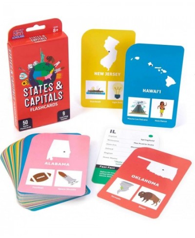 States & Capitals Flash Cards for Kids – 50 American State Cards + 9 Learning Games – USA Facts Capitals Nicknames Geography ...