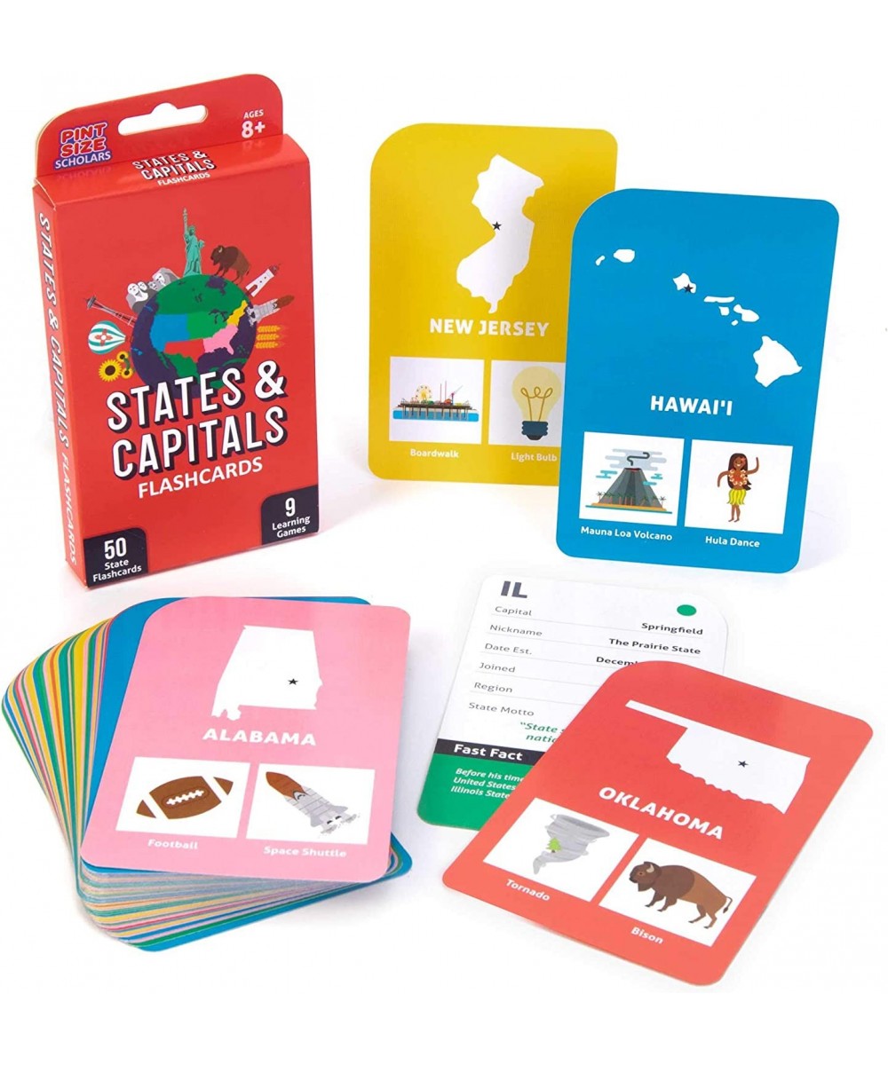 States & Capitals Flash Cards for Kids – 50 American State Cards + 9 Learning Games – USA Facts Capitals Nicknames Geography ...